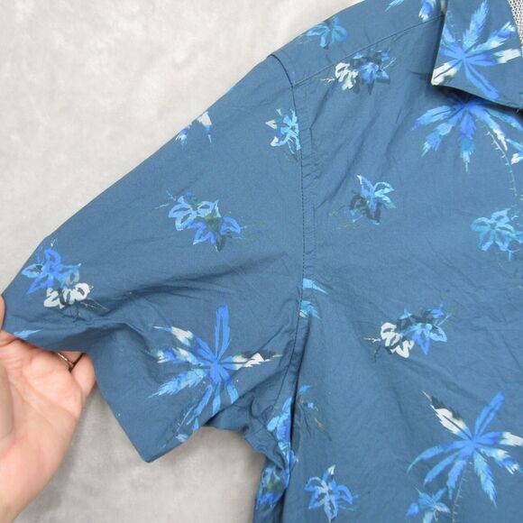 Ted Baker Shirt Short Sleeve Slim Fit Floral Button Down Blue Medium - Picture 3 of 10